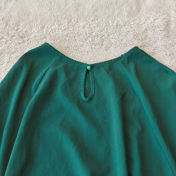 Boohoo Textured Relaxed Fit Blouse Women's 6 US Emerald Green Oversized - Picture 3 of 7